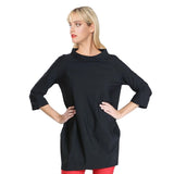 Bateau-Neck Pocket Tunic in Black - 3226T-BK