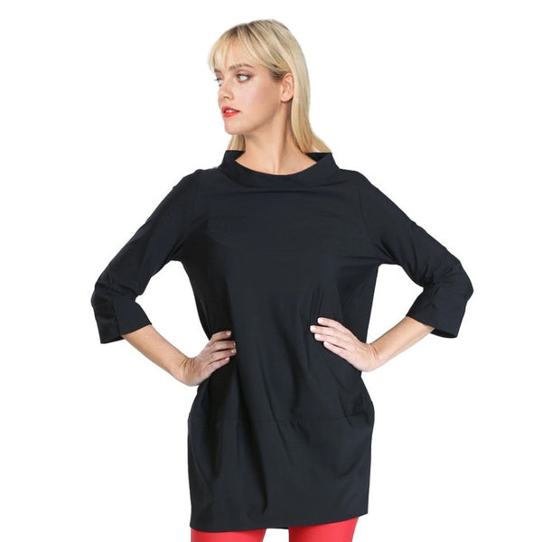 IC Collection Funnel-Neck Tunic/Dress in Black - 3226T-BK