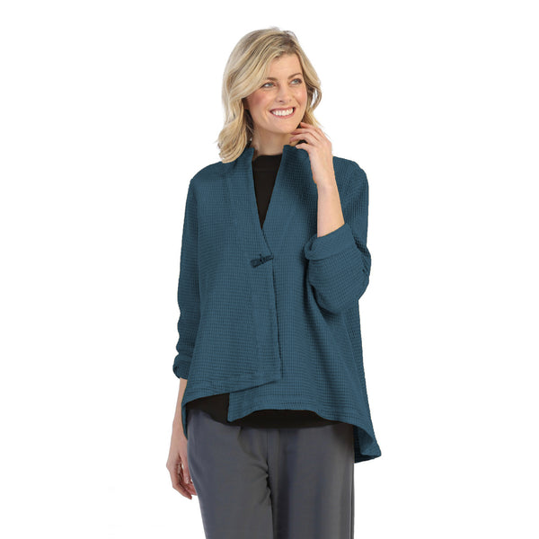 Asymmetric Waffle Jacket in Dark Teal - SW-206-DTL - Size S Only!