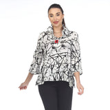 'Pick Up Stix" Short Print Blouse  - 3448-SH