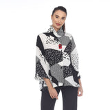 'Starburst" Abstract-Print Blouse in Black/Grey - 3448-B/G