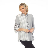 'Stripes & Swirls" Blouse in Black & White - 3655 - Size S Only!