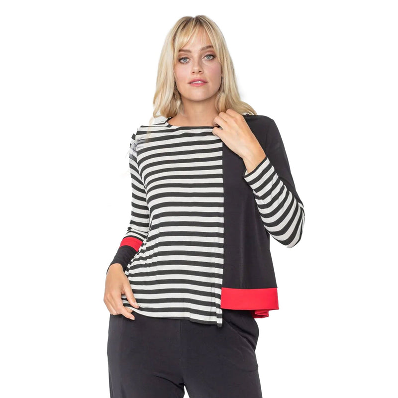 IC Collection Striped Top in Black/White/Red - 5526T-RD