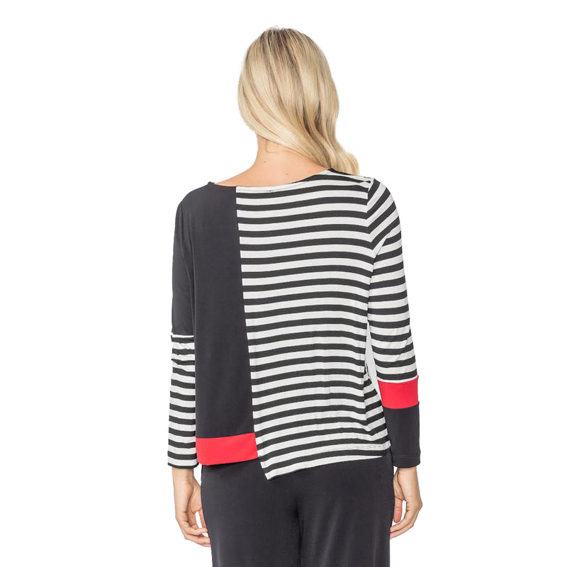IC Collection Striped Top in Black/White/Red - 5526T-RD