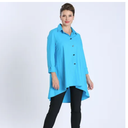 IC Collection Long High-Low Shirt in Turquoise - 3815J-TQ - Size M Only!