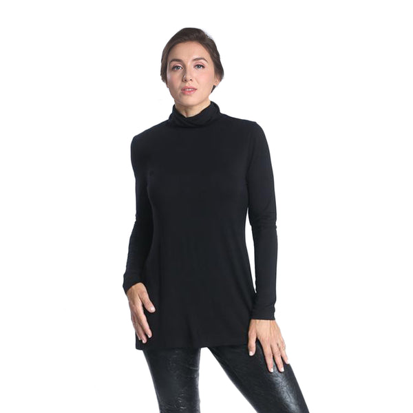 IC Collection Long Turtleneck Top in Black - 4099T-BLK