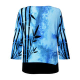 Valentina "WIND SONG" BAMBOO-Print V-NECK Top - 25699