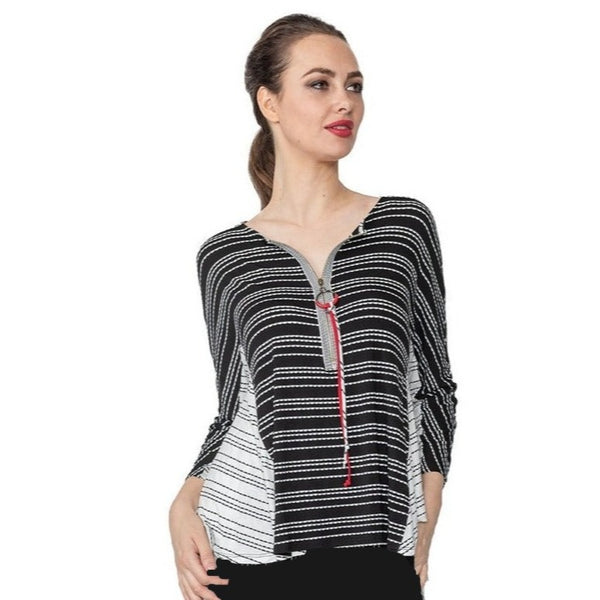 IC Collection Two-Tone Striped Pullover  - 4189T