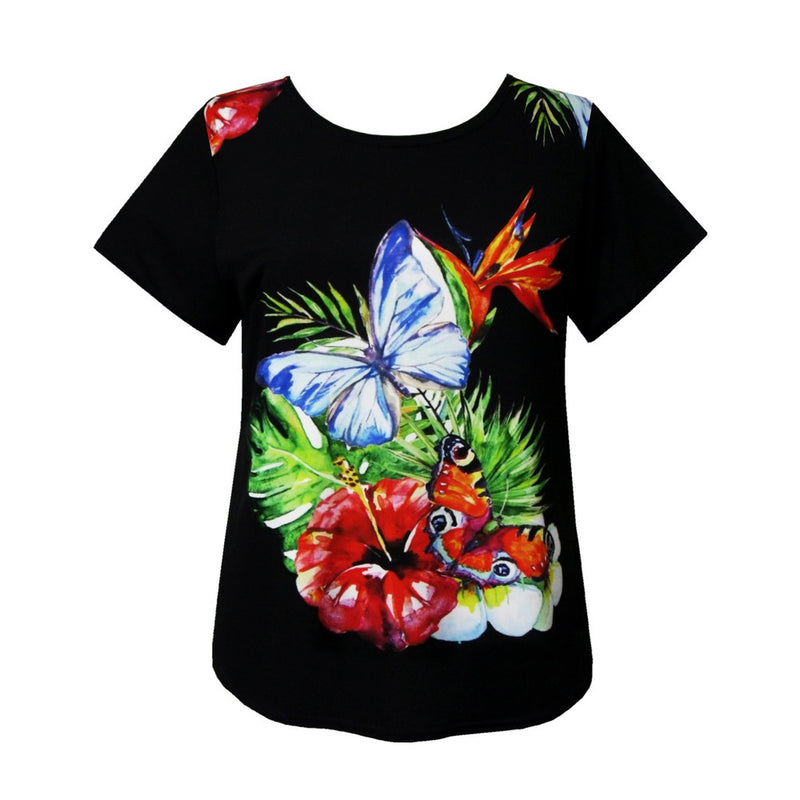 Valentina "Tropics" PRINT Short Sleeve Top  - 22926