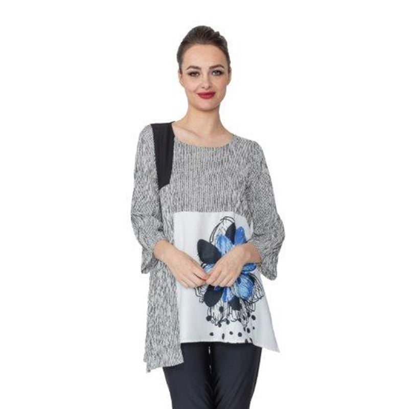 IC Collection Floral & Striped Tunic- 4229T-BLU