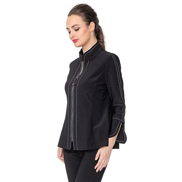 IC Collection Techno-Stretch Zip Front Jacket in Black - 4345J-BLK - Size L Only!