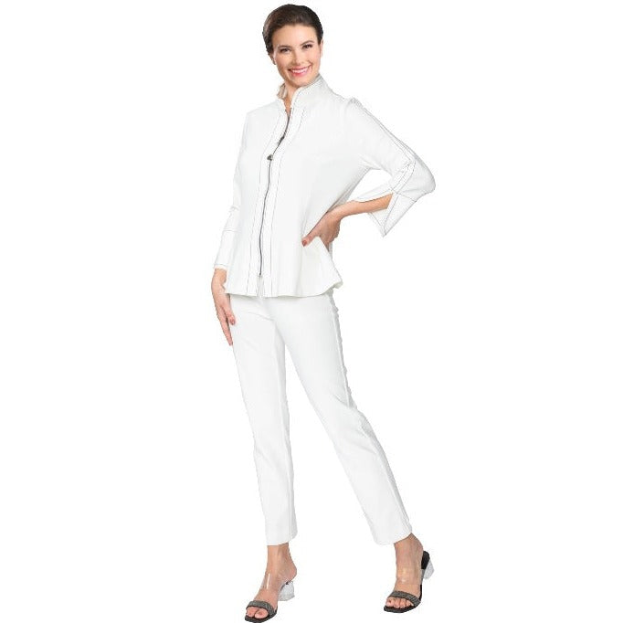 IC Collection Tailored Straight Leg Pant in White - 4364P-WHT