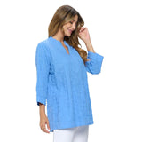 Focus Embroidered Tunic Top in French Blue - EC-426-FB