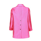 Solid Button Front Blouse In Fuchsia - 4442J-FS - Sizes S & XL Only!