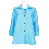 Button Front Blouse in Turquoise - 4442J-TQ - Size S & M Only!