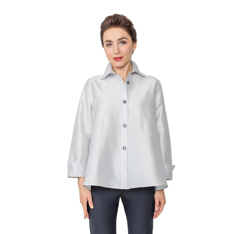 IC Collection Button Front Blouse in Silver - 4442J-SLV