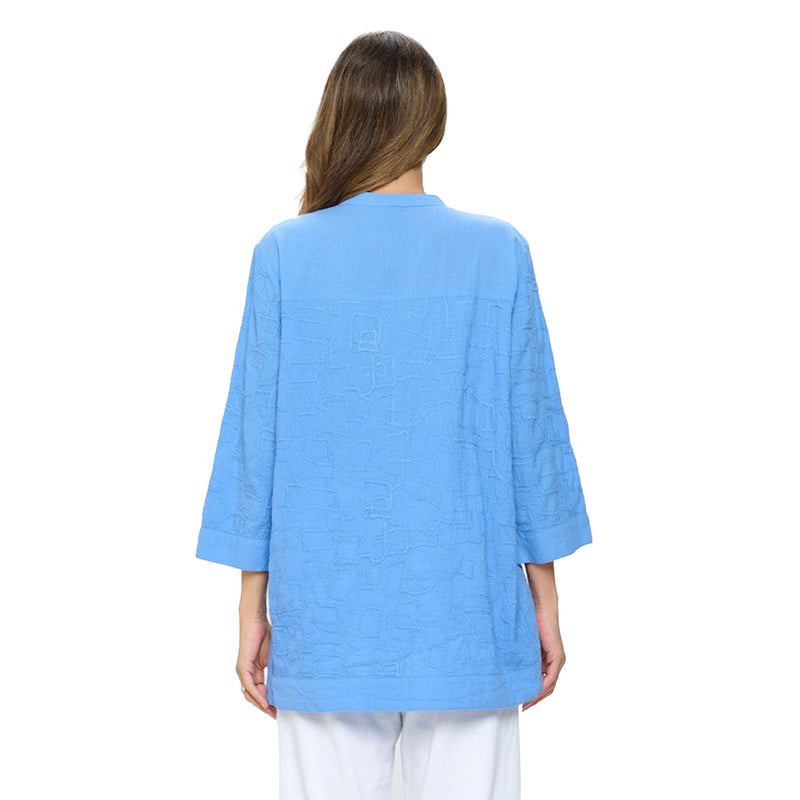 Focus Embroidered Tunic Top in French Blue - EC-426