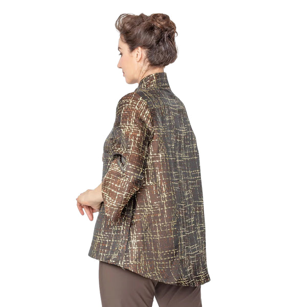 IC Collection Jacquard Jacket in Chocolate - 5558J-CHO - Size S Only!