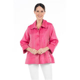 Shimmery Button Front Jacket in  Fuchsia - 4741-FS