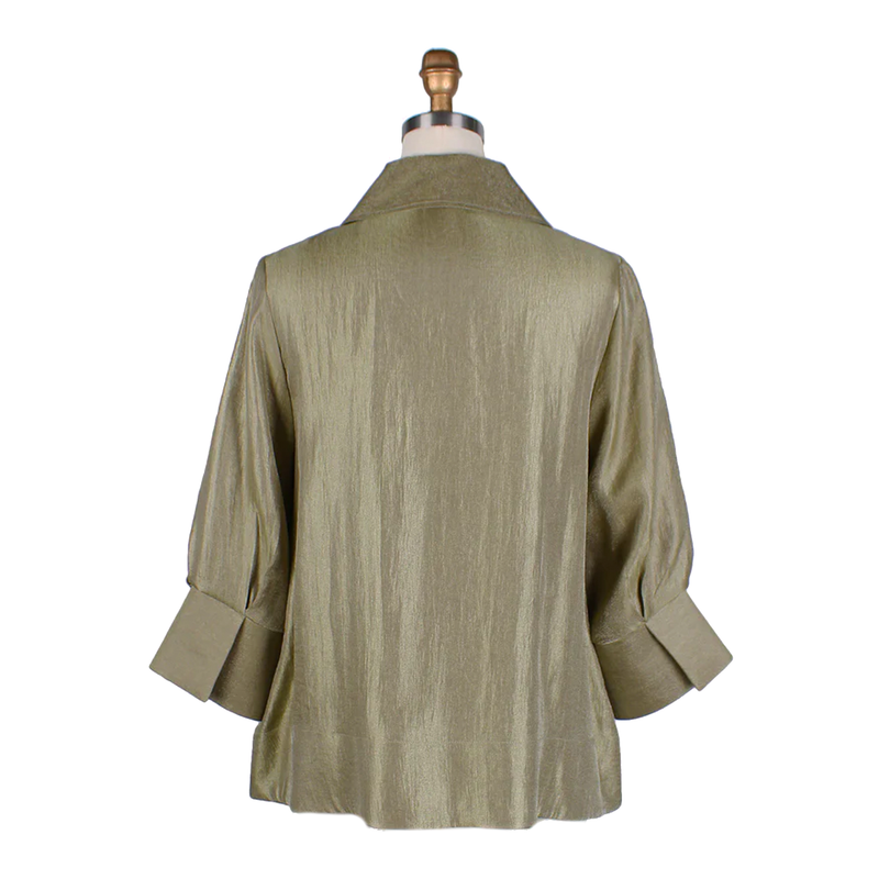 Damee Button Front Short Swing Jacket in Olive - 4741-OLV