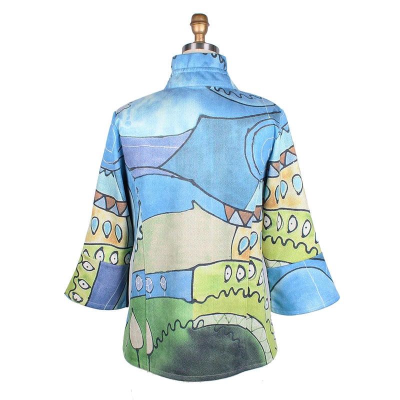 Damee Abstract-Art Faux Suede Jacket in Blue Multi - 4764-BLU – Shop My ...
