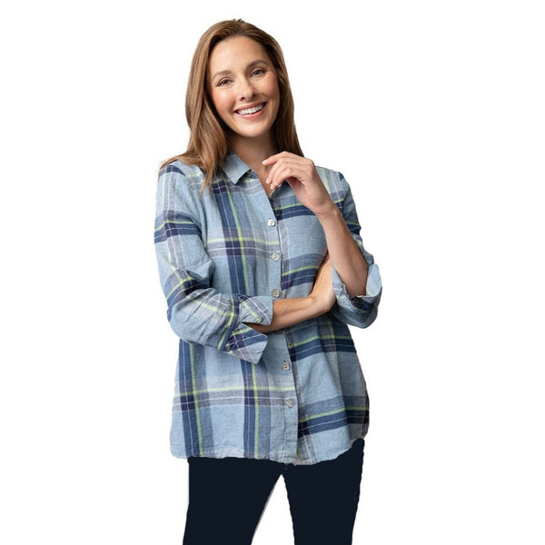 Habitat Nantucket Plaid Button Front Shirt in Blues - 48520 - Size S Only!
