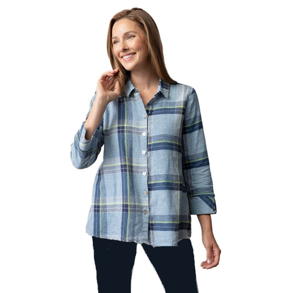 Habitat Nantucket Plaid Button Front Shirt in Blues - 48520 - Size S Only!