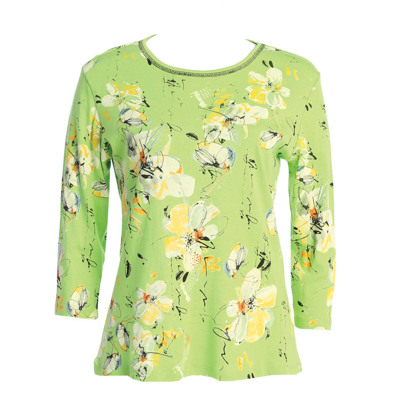 Jess & Jane "Bora Bora" Abstract Top in Lime - 14-1799