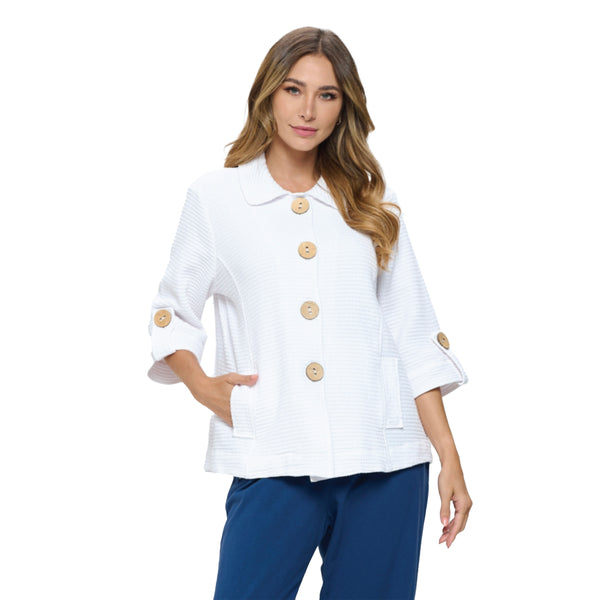 Focus Waffle Half-Sleeve Jacket in White - C-695-WT - Size XL Only!