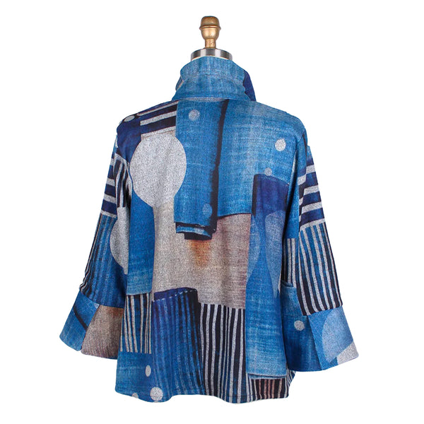 Damee Circle & Stripe Sweater Jacket in Blue/Multi - 4769-BLU - Size S & XXL Only!