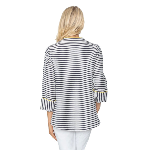 IC Collection Striped Asymmetrical Jacket in Navy  - 5641J