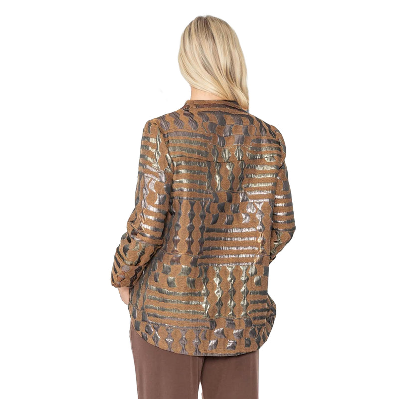 IC Collection Metallic Jacquard Jacket in Mocha - 5341J - Size M Only!