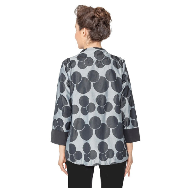 IC Collection Polka-Dot High-Low Jacket in  Silver/Black - 5382J-SLV