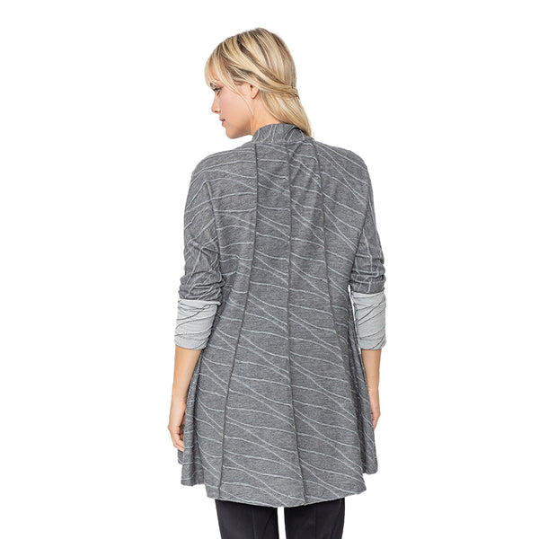 IC Collection Two-Tone Wave Open Front Jacket in Grey - 5386J-SLV