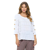 Fringe-Trim Voile Top in White - FR-102-WHT - Size S Only!