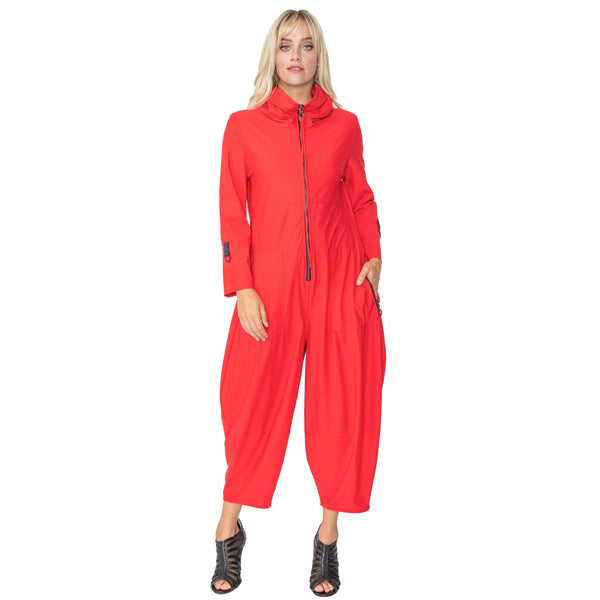 IC Collection Fashion Forward Zip-Front Jumpsuit in Red - 3297JS-RD