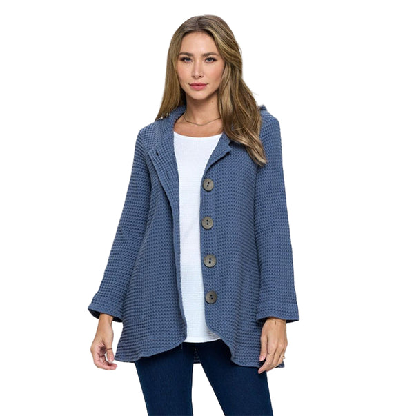 Hooded Waffle Jacket in Blue Indigo - BW116-IN