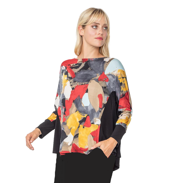 IC Collection Relaxed-Fit Abstract Art Print Swing Top - 5440T