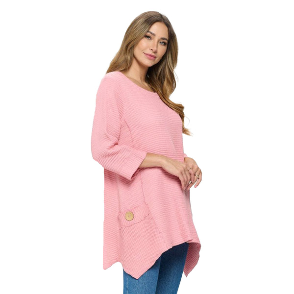 Focus Waffle Tunic W/ Pockets in Pink Rose - FW135