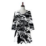 Valentina "White Space" Abstract-Print V-Neck Tunic  - 25632-TU - S Only