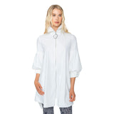 High-Low Collared Jacket in White - 5672J-WT