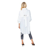 High-Low Collared Jacket in White - 5672J-WT