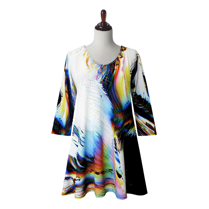 Valentina Abstract-Print V-Neck Tunic in Multicolor - 24887-TU