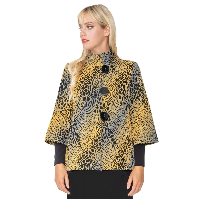 IC Collection Animal-Print Double Sleeve Jacket - Gold/Multi - 5398J-GD - Sizes L & XXL