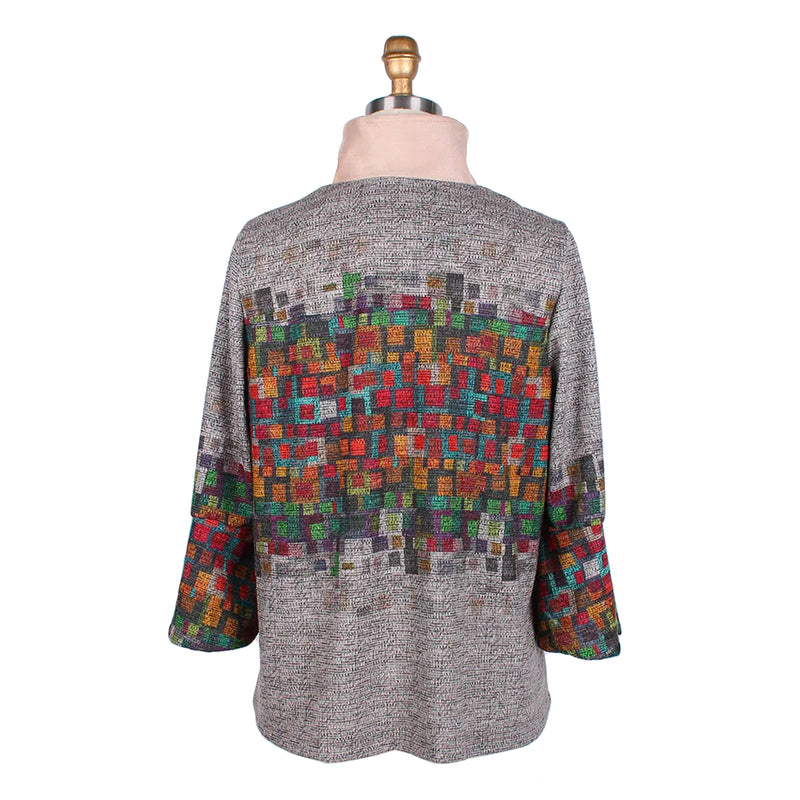 Damee Abstract Art Sweater Knit Jacket in Multi- 4779-TPE