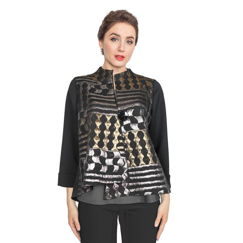 IC Collection Metallic Jacquard Geometric Jacket - 5443J