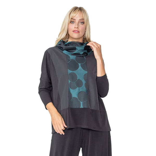 IC Collection Polka-Dot Statement Tunic Top in Teal - 5390T-TL- S Only!