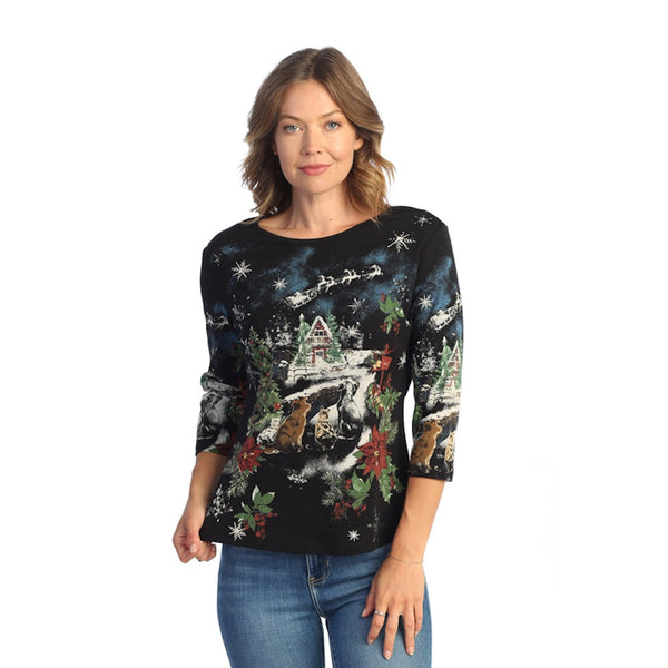Jess & Jane "Snow Story" Abstract Print Cotton Top - 14-1766
