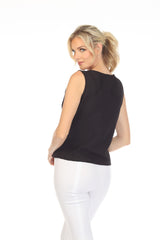 Textured Asymmetric Tank in Black - 5743T