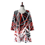 Valentina "Mixed Direction" Tunic in Red, White & Black - 25282-TU - S Only